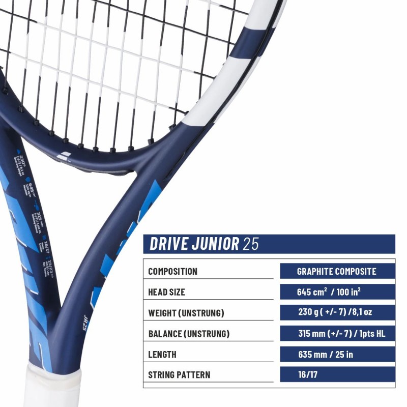 BABOLAT Drive Junior 25 Tennis Racquet (Blue, Strung) BABOLAT Drive Junior 25 Tennis Racquet (Blue, Strung)