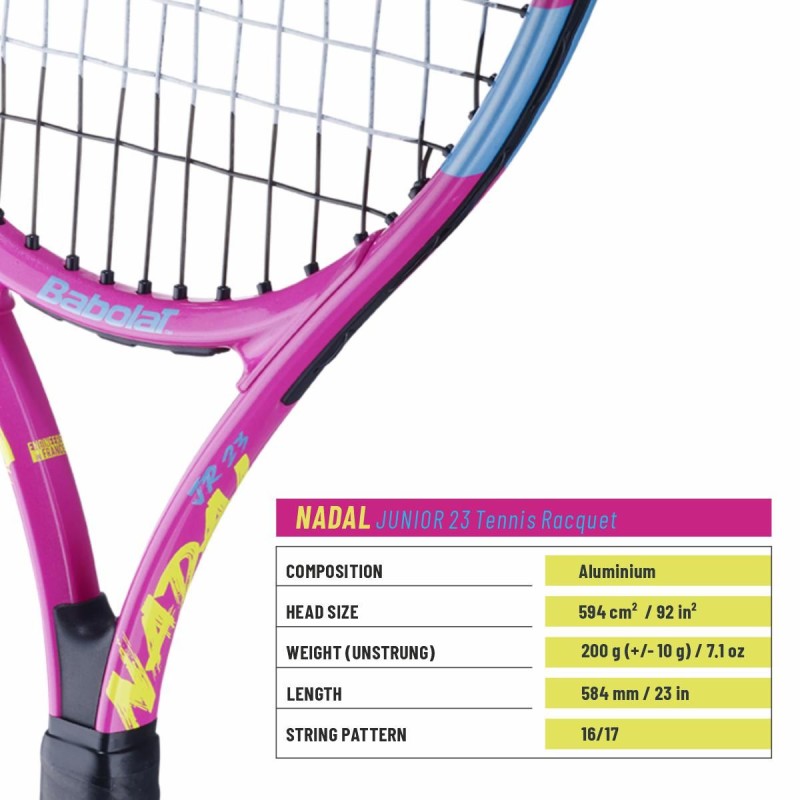 BABOLAT Nadal Junior 23 S Tennis Racquet (Yellow/Pink/Blue, Strung) BABOLAT Nadal Junior 23 S Tennis Racquet (Yellow/Pink/Blue, Strung)