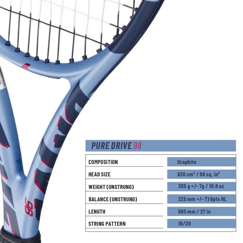 BABOLAT Pure Drive 98 Gen 11 Tennis Racquet (Unstrung, Metallic Blue) BABOLAT Pure Drive 98 Gen 11 Tennis Racquet (Unstrung, Metallic Blue)