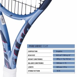 BABOLAT Pure Drive Team Gen 11 Tennis Racquet (Unstrung, Metallic Blue) BABOLAT Pure Drive Team Gen 11 Tennis Racquet (Unstrung, Metallic Blue)