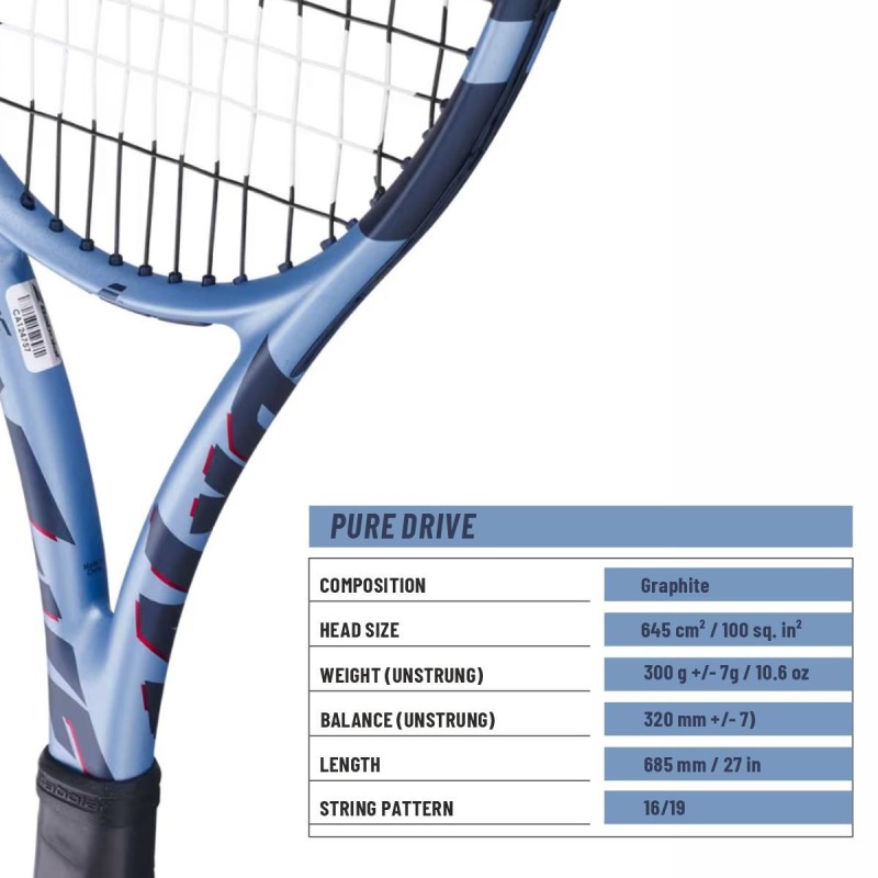 BABOLAT Pure Drive Gen 11 Tennis Racquet (Unstrung, Metallic Blue)