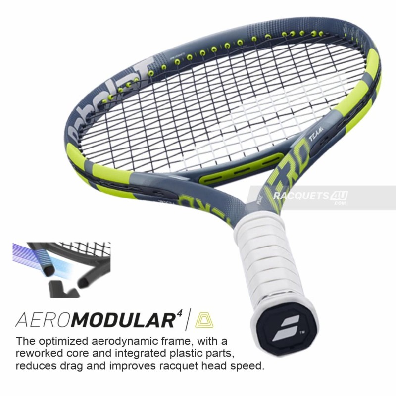 BABOLAT Pure Aero Team Gen 9 Tennis Racquet (Grey/Flue/Yellow, Unstrung)