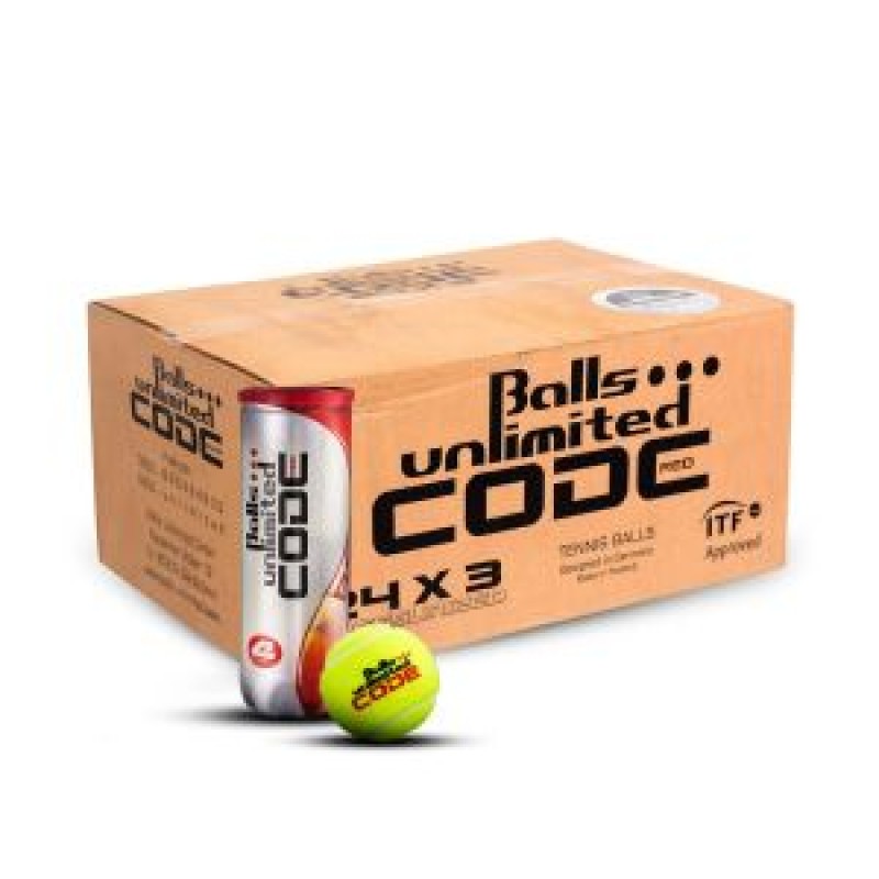 BALLS UNLIMITED Code Red Tennis Ball Carton (72 Balls) BALLS UNLIMITED Code Red Tennis Ball Carton (72 Balls)