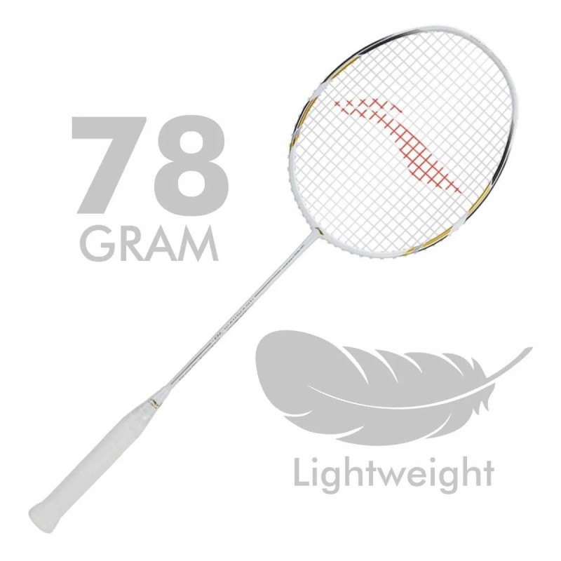 LI-NING Windstorm 78+ Badminton Racquet (White/Gold, Unstrung) LI-NING Windstorm 78+ Badminton Racquet (White/Gold, Unstrung)