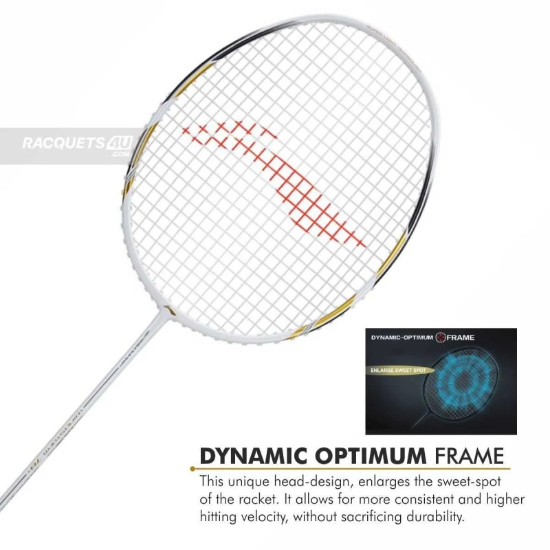 LI-NING Windstorm 78+ Badminton Racquet (White/Gold, Unstrung) LI-NING Windstorm 78+ Badminton Racquet (White/Gold, Unstrung)