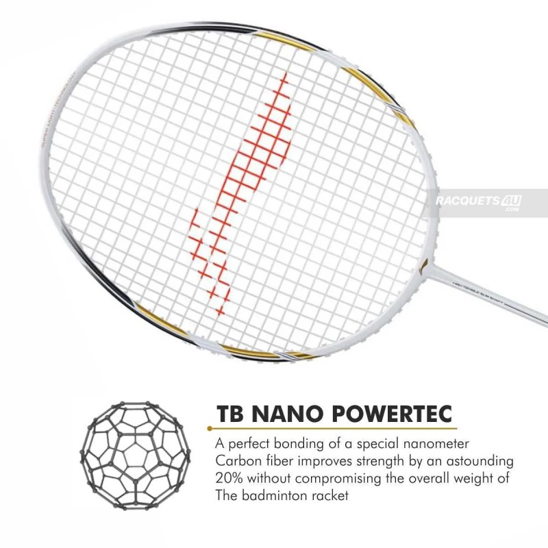 LI-NING Windstorm 78+ Badminton Racquet (White/Gold, Unstrung) LI-NING Windstorm 78+ Badminton Racquet (White/Gold, Unstrung)