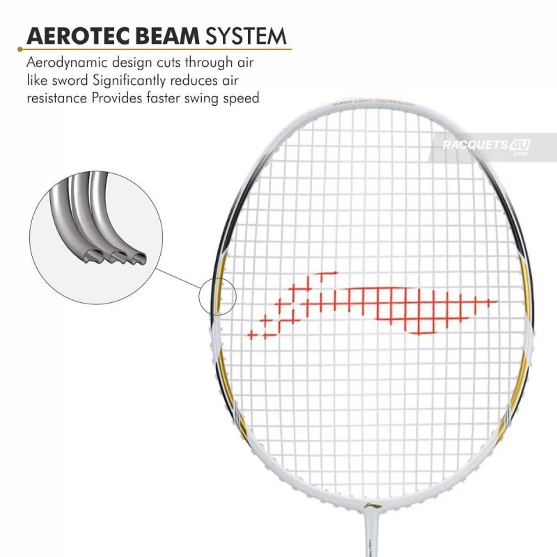 LI-NING Windstorm 78+ Badminton Racquet (White/Gold, Unstrung) LI-NING Windstorm 78+ Badminton Racquet (White/Gold, Unstrung)