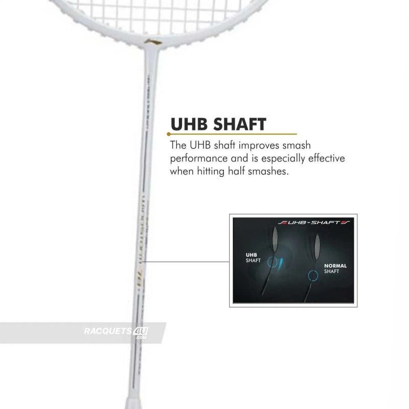 LI-NING Windstorm 78+ Badminton Racquet (White/Gold, Unstrung) LI-NING Windstorm 78+ Badminton Racquet (White/Gold, Unstrung)