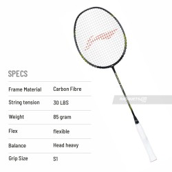 LI-NING 3D Calibar X Combat Badminton Racquet (Black/Lime, Unstrung) LI-NING 3D Calibar X Combat Badminton Racquet (Black/Lime, Unstrung)