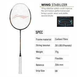 LI-NING Air-Force 77 G3 Badminton Racquet (Dark/Grey/White/Gold, Unstrung) LI-NING Air-Force 77 G3 Badminton Racquet (Dark/Grey/White/Gold, Unstrung)