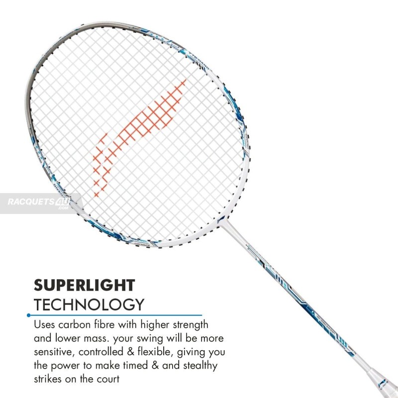 LI-NING Air-Force 77 G3 Badminton Racquet (White/Silver/Blue, Unstrung)