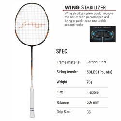 LI-NING Air-Force 78 G3 Badminton Racquet (Merlot/White/Amber, Unstrung) LI-NING Air-Force 78 G3 Badminton Racquet (Merlot/White/Amber, Unstrung)