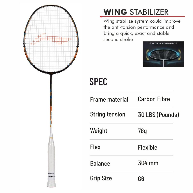 LI-NING Air-Force 78 G3 Badminton Racquet (Merlot/White/Amber, Unstrung)