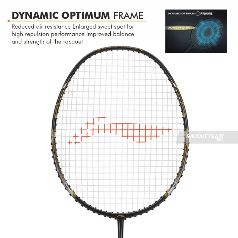 LI-NING Air-Force 80 G3 Badminton Racquet (Dark Grey/Amber/Gold, Unstrung)
