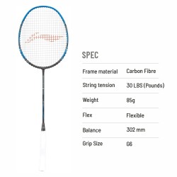 LI-NING 3D Calibar X Combat Badminton Racquet (Charcoal/Blue, Unstrung) LI-NING 3D Calibar X Combat Badminton Racquet (Charcoal/Blue, Unstrung)