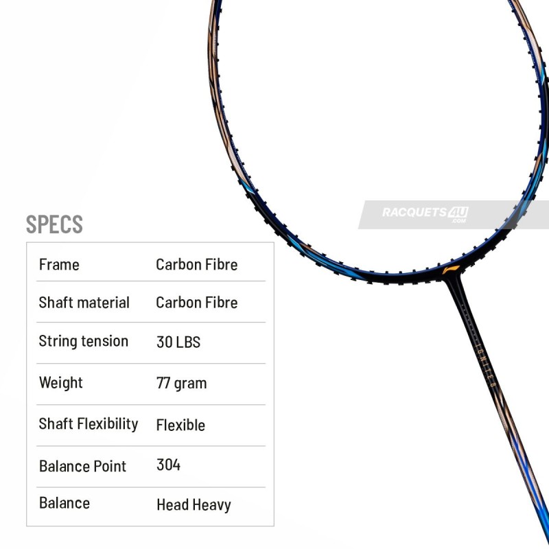 LI-NING Ignite 8 Badminton Racquet (Black/Blue/Old Gold, Unstrung) LI-NING Ignite 8 Badminton Racquet (Black/Blue/Old Gold, Unstrung)