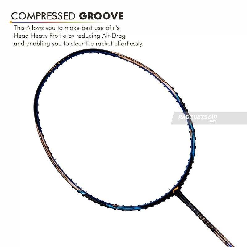 LI-NING Ignite 8 Badminton Racquet (Black/Blue/Old Gold, Unstrung) LI-NING Ignite 8 Badminton Racquet (Black/Blue/Old Gold, Unstrung)