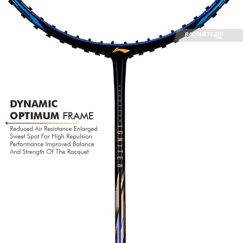 LI-NING Ignite 8 Badminton Racquet (Black/Blue/Old Gold, Unstrung) LI-NING Ignite 8 Badminton Racquet (Black/Blue/Old Gold, Unstrung)