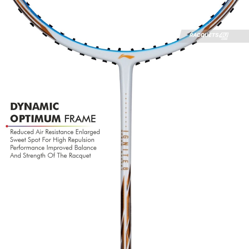 LI-NING Ignite 8 Badminton Racquet (Pearl White/Blue, Unstrung)