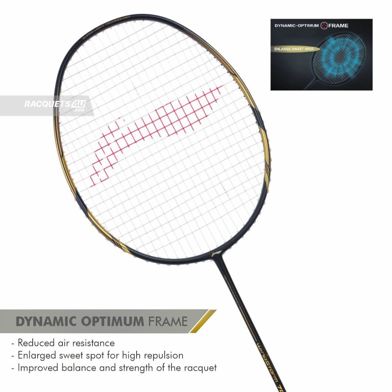 LI-NING Windstorm 78+ Badminton Racquet (Black/Gold, Unstrung)