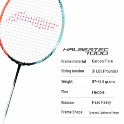 LI-NING Halbertec 7000 Badminton Racquet (Green/Orange, Unstrung) LI-NING Halbertec 7000 Badminton Racquet (Green/Orange, Unstrung)