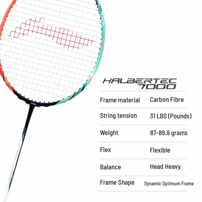 LI-NING Halbertec 7000 Badminton Racquet (Green/Orange, Unstrung) LI-NING Halbertec 7000 Badminton Racquet (Green/Orange, Unstrung)