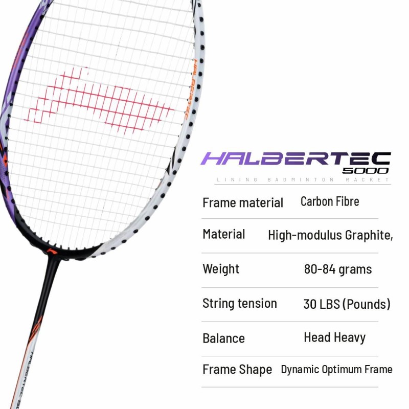 LI-NING Halbertec 5000 Badminton Racquet (White/Purple, Unstrung) LI-NING Halbertec 5000 Badminton Racquet (White/Purple, Unstrung)