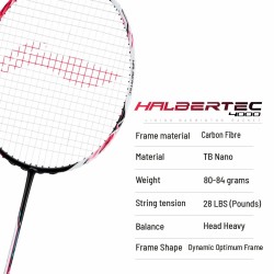 LI-NING Halbertec 4000 Badminton Racquet (Pearl White/Neon Pink, Unstrung) LI-NING Halbertec 4000 Badminton Racquet (Pearl White/Neon Pink, Unstrung)