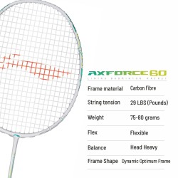 LI-NING AX-FORCE 60 Badminton Racquet (White, Unstrung) LI-NING AX-FORCE 60 Badminton Racquet (White, Unstrung)