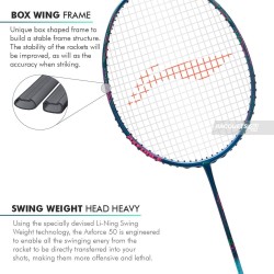LI-NING AX-FORCE 50 Badminton Racquet (Navy/Blue, Unstrung) LI-NING AX-FORCE 50 Badminton Racquet (Navy/Blue, Unstrung)