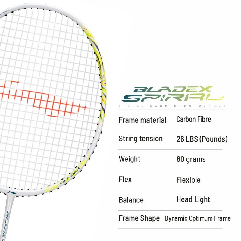 LI-NING Bladex Spiral Badminton Racquet (Neon Brilliant Yellow, Unstrung) LI-NING Bladex Spiral Badminton Racquet (Neon Brilliant Yellow, Unstrung)