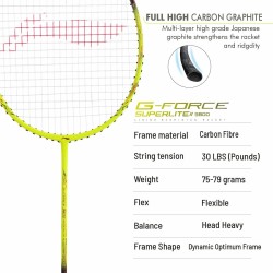 LI-NING G Force 3800 II Superlite Badminton Racquet (Lime/Black, Unstrung) LI-NING G Force 3800 II Superlite Badminton Racquet (Lime/Black, Unstrung)