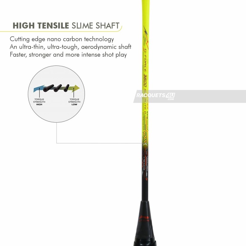 LI-NING G Force 3800 II Superlite Badminton Racquet (Lime/Black, Unstrung)