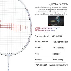 LI-NING G Force 3900 II Superlite Badminton Racquet (White, Unstrung) LI-NING G Force 3900 II Superlite Badminton Racquet (White, Unstrung)