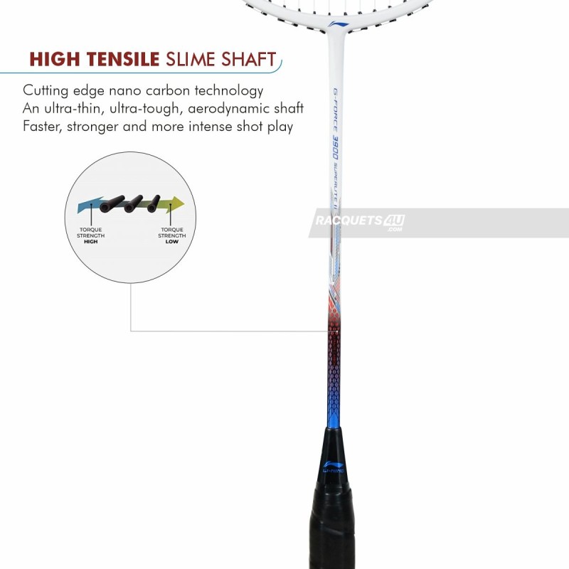 LI-NING G Force 3900 II Superlite Badminton Racquet (White, Unstrung)