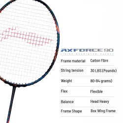 LI-NING AX-FORCE 90 Badminton Racquet (Black/Gold/Orange, Unstrung) LI-NING AX-FORCE 90 Badminton Racquet (Black/Gold/Orange, Unstrung)