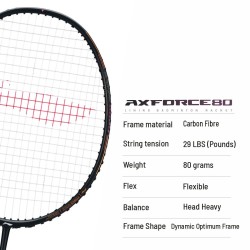 LI-NING AX-FORCE 80 Badminton Racquet (Black/Gold, Unstrung) LI-NING AX-FORCE 80 Badminton Racquet (Black/Gold, Unstrung)