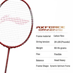 LI-NING AX-FORCE Cannon Pro Badminton Racquet (Molten Lava, Unstrung) LI-NING AX-FORCE Cannon Pro Badminton Racquet (Molten Lava, Unstrung)