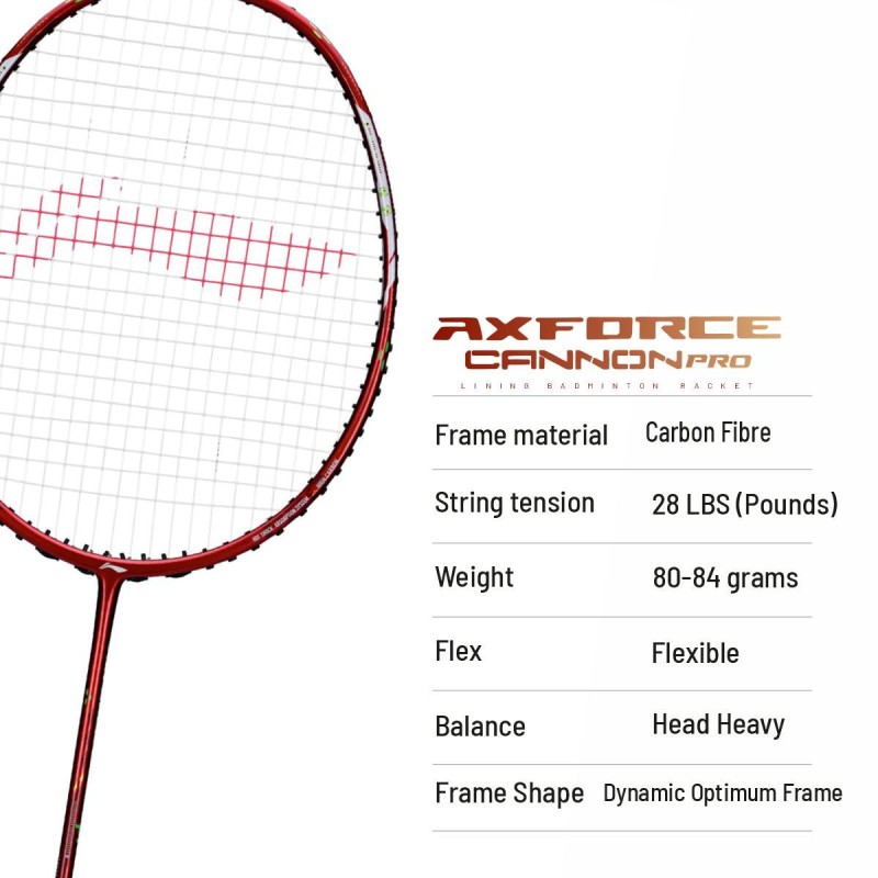 LI-NING AX-FORCE Cannon Pro Badminton Racquet (Molten Lava, Unstrung)
