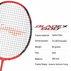 LI-NING Bladex 800 Badminton Racquet (Red/Black, Unstrung) LI-NING Bladex 800 Badminton Racquet (Red/Black, Unstrung)