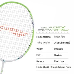LI-NING Bladex Spiral Badminton Racquet (Evening Promise, Unstrung) LI-NING Bladex Spiral Badminton Racquet (Evening Promise, Unstrung)
