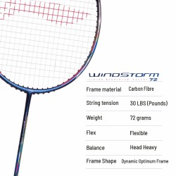 LI-NING Windstorm 72 Badminton Racquet (Navy/Black/Pink, Unstrung) LI-NING Windstorm 72 Badminton Racquet (Navy/Black/Pink, Unstrung)