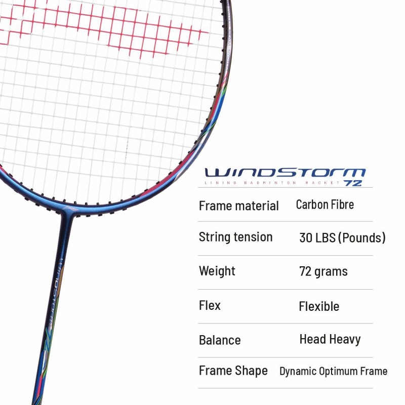 LI-NING Windstorm 72 Badminton Racquet (Navy/Black/Pink, Unstrung)