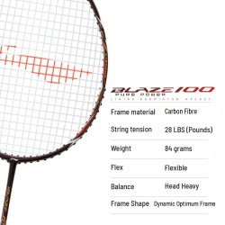 LI-NING Blaze 100 Badminton Racquet (Merlot/Gold/Red, Unstrung) LI-NING Blaze 100 Badminton Racquet (Merlot/Gold/Red, Unstrung)