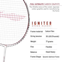 LI-NING Ignite 8 Badminton Racquet (Pearl White/Fire Red, Unstrung) LI-NING Ignite 8 Badminton Racquet (Pearl White/Fire Red, Unstrung)