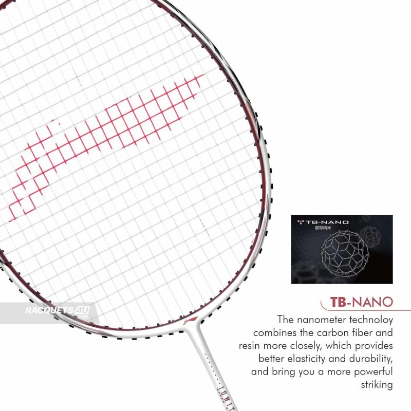 LI-NING Ignite 8 Badminton Racquet (Pearl White/Fire Red, Unstrung)