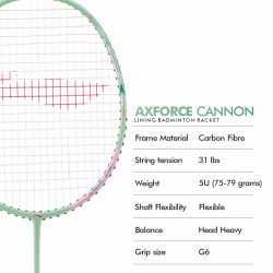 LI-NING AX-FORCE Cannon Badminton Racquet (L. Gauze Green, Unstrung) LI-NING AX-FORCE Cannon Badminton Racquet (L. Gauze Green, Unstrung)