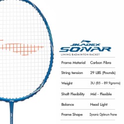 LI-NING Bladex Sonar Badminton Racquet (Blue, Unstrung) LI-NING Bladex Sonar Badminton Racquet (Blue, Unstrung)