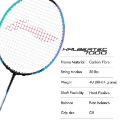 LI-NING Halbertec 7000 Badminton Racquet (Capri Breeze/Twilight Purple, Unstrung) LI-NING Halbertec 7000 Badminton Racquet (Capri Breeze/Twilight Purple, Unstrung)