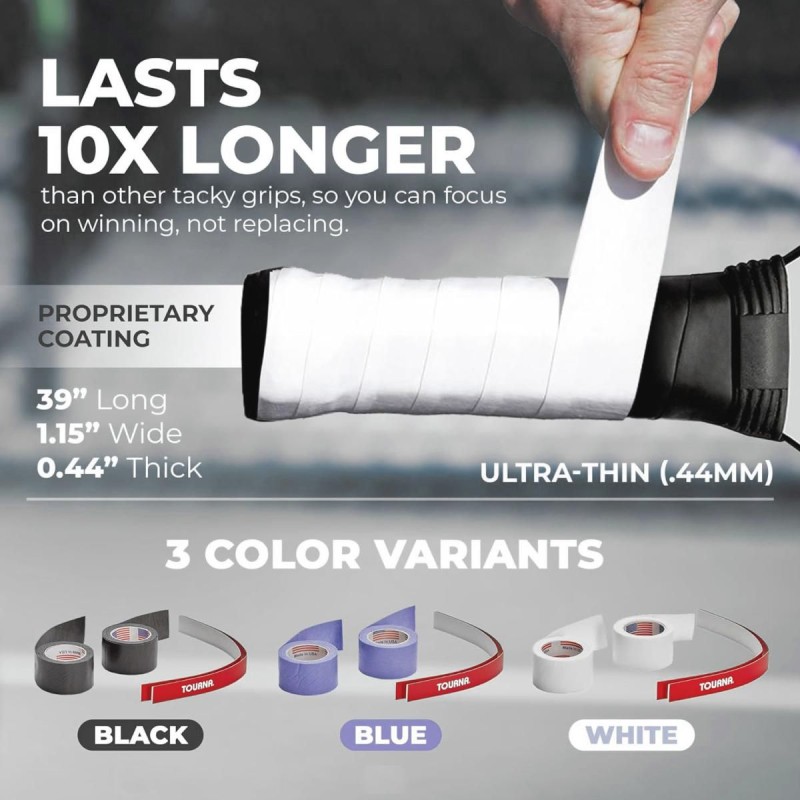 TOURNA Mega Tac Pickleball Overgrip (10 Pack, White)